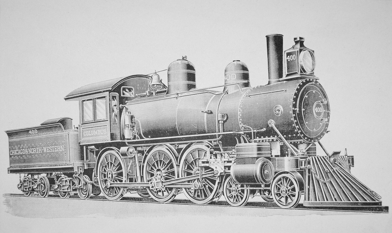 Een Schenectady Locomotief (gravure) door American School