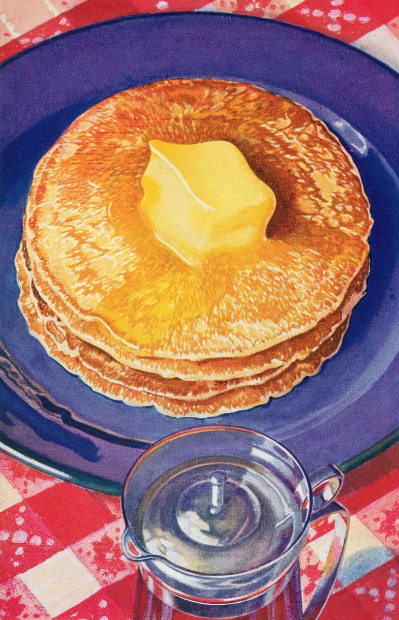 Boter Smeltend op een Stapel Pannenkoeken door American School
