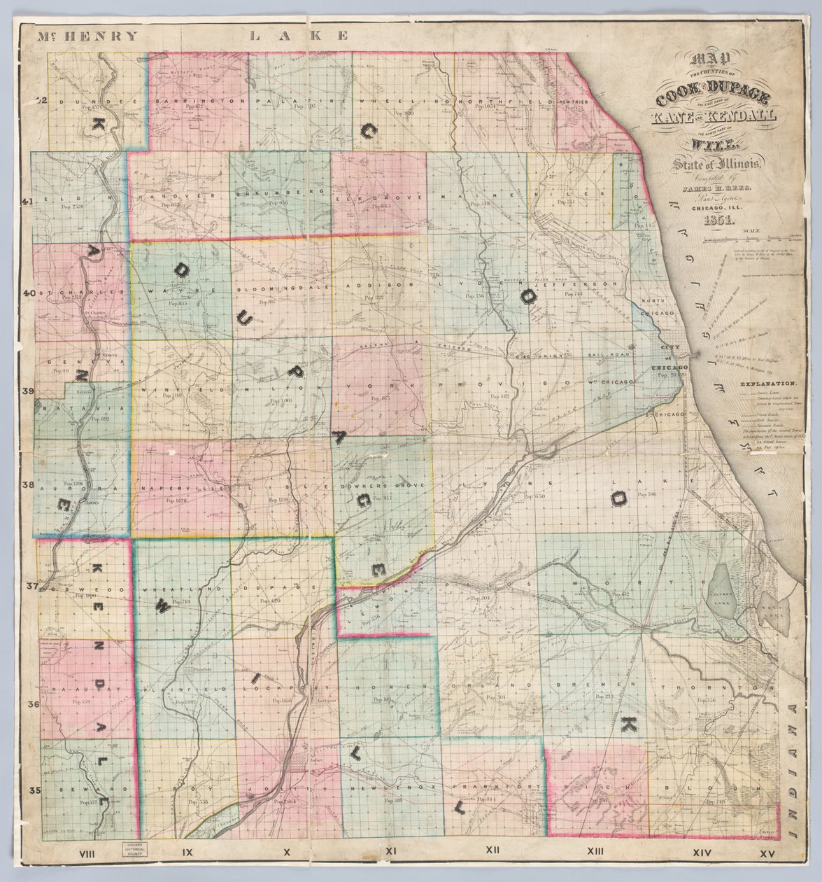 Rees Kaart van Cook en DuPage Counties door American School