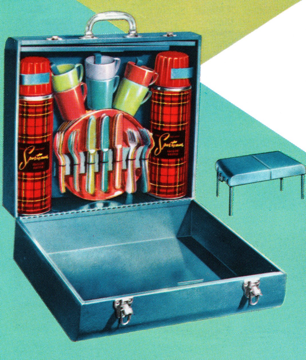 Retro draagbare picknickset door American School