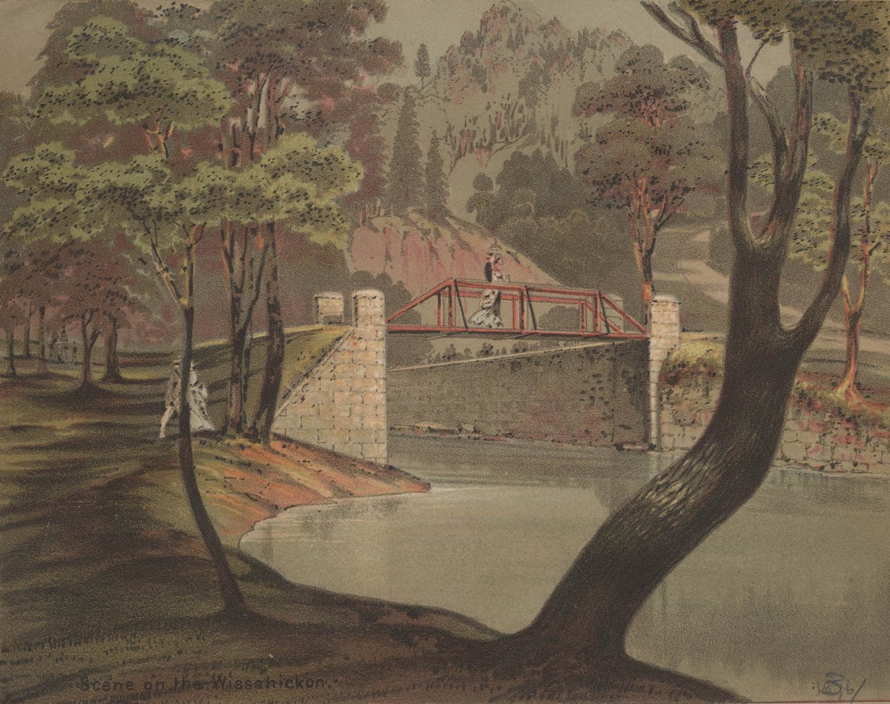 Scène op de Wissahickon, c.1880 door American School