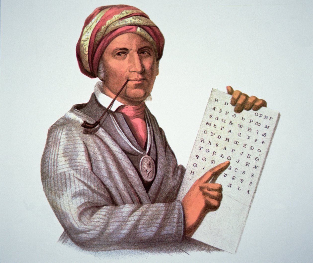 De Cherokee geleerde, Sequoyah (1776-1843) door American School