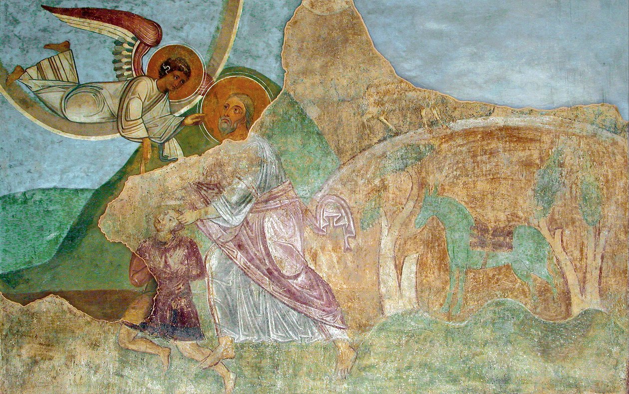 Abraham offert Isaac door Ancient Russian frescos