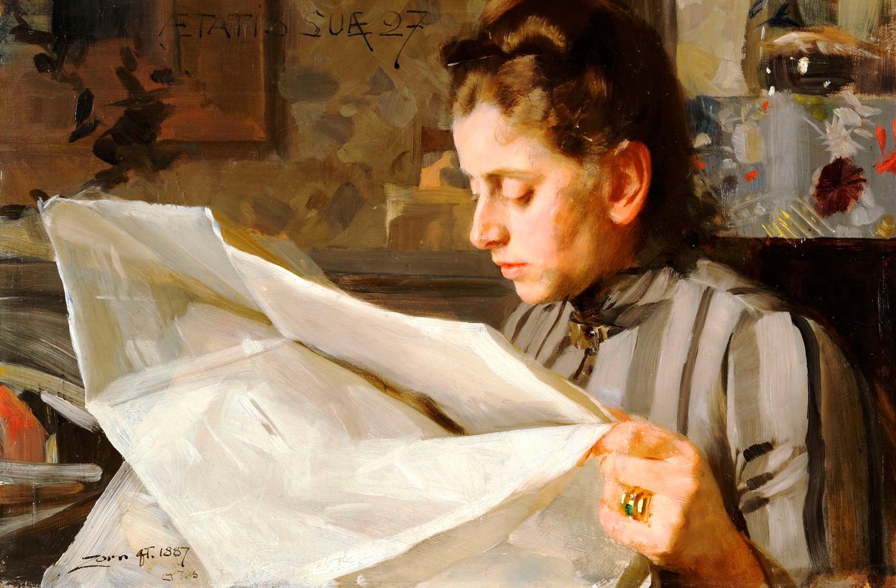 Emma Zorn, lezend door Anders Leonard Zorn