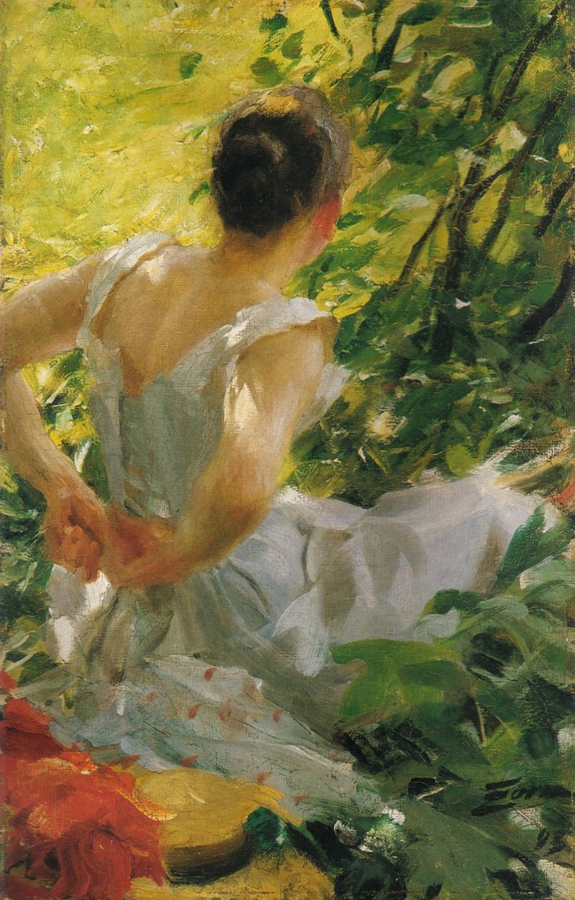 Vrouw die zich aankleedt door Anders Leonard Zorn