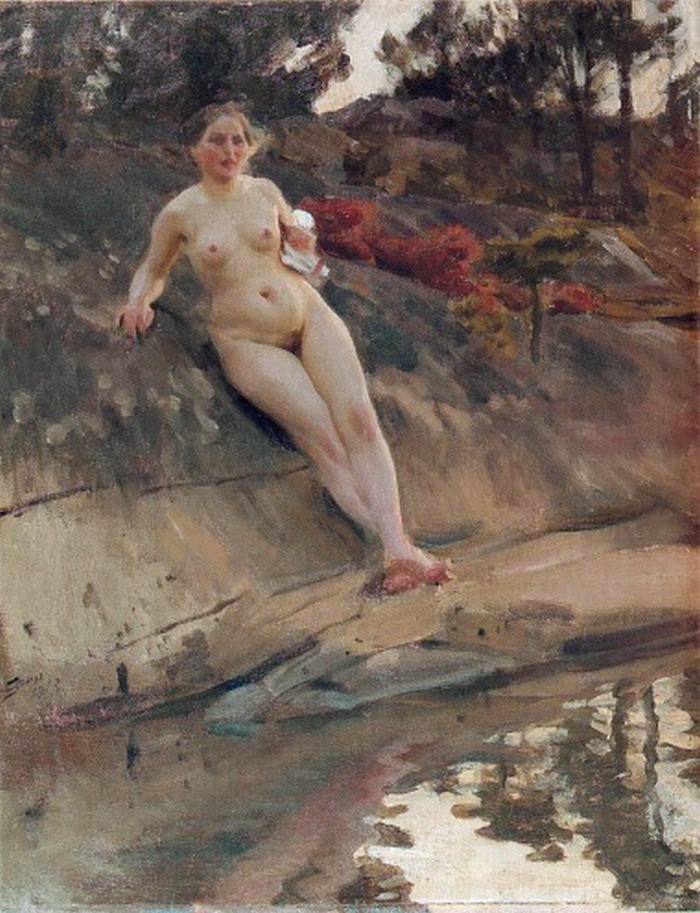 Zonnebadend Meisje door Anders Leonard Zorn