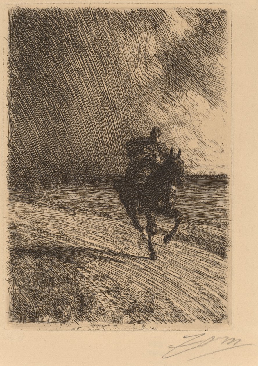 Storm, 1891 door Anders Leonard Zorn
