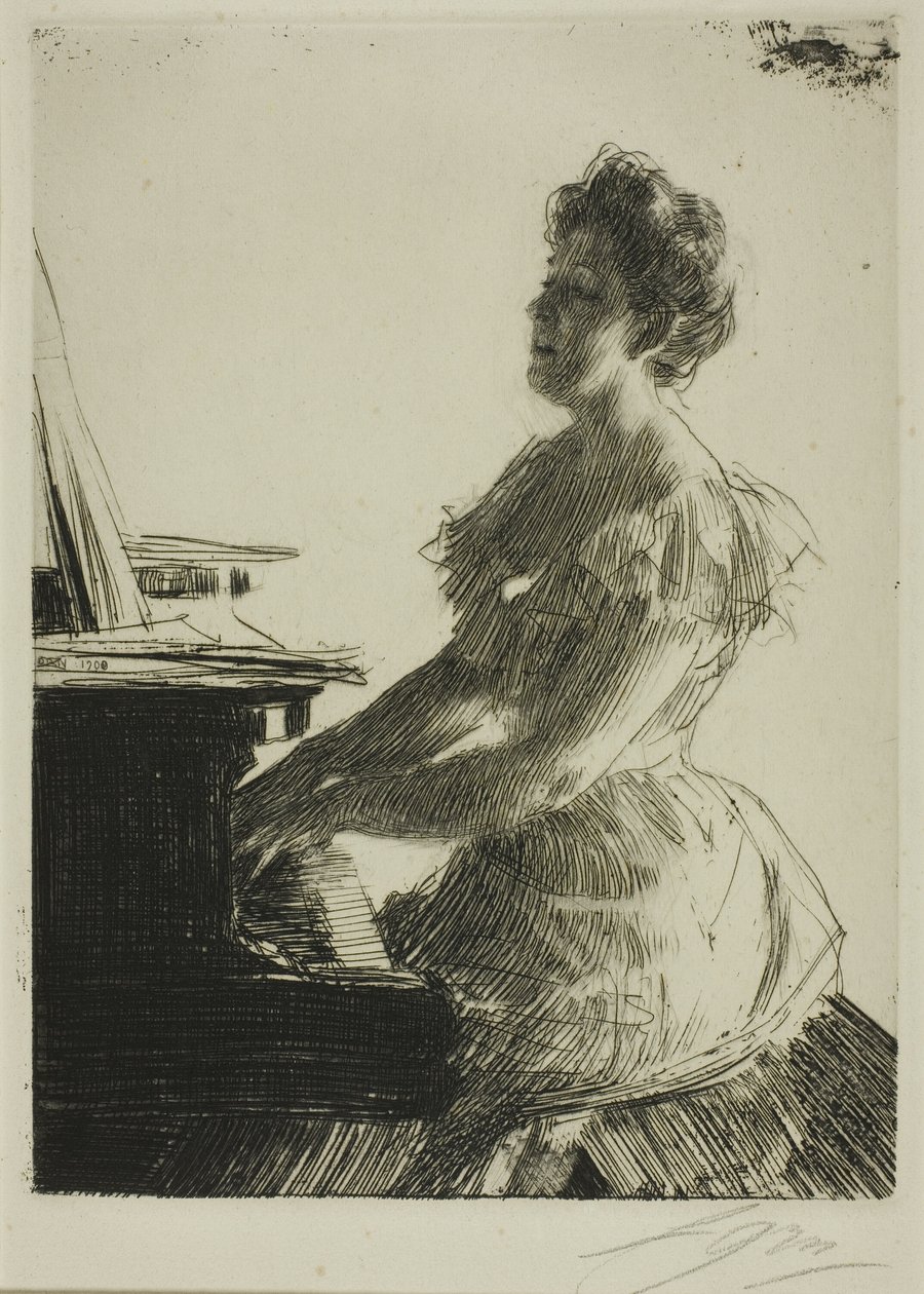 Aan de piano door Anders Leonard Zorn