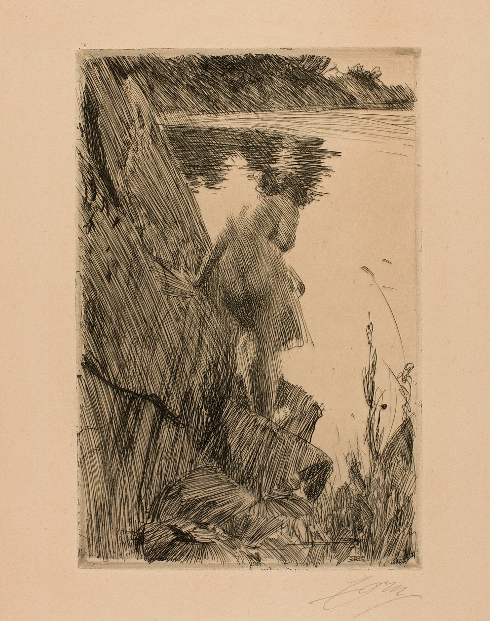 Bader (Avond) III door Anders Leonard Zorn