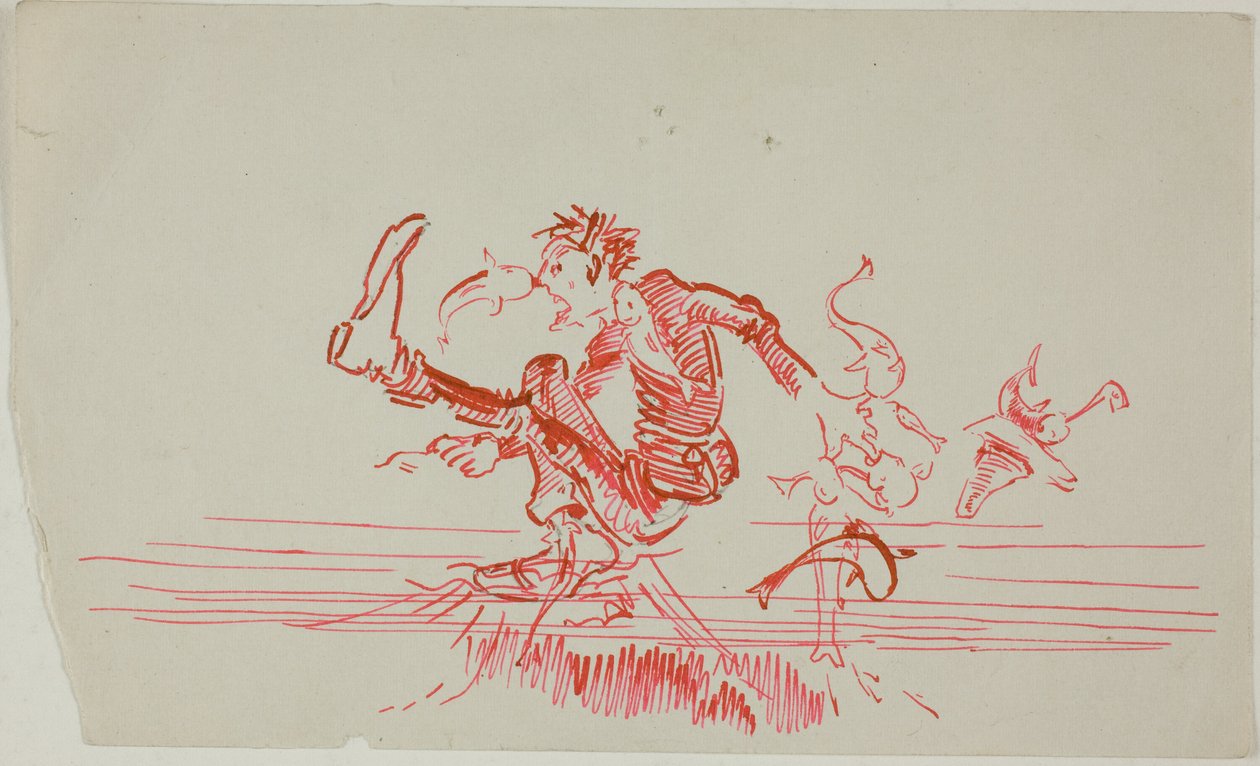 Man aangevallen door meerdere vissen door Anders Zorn