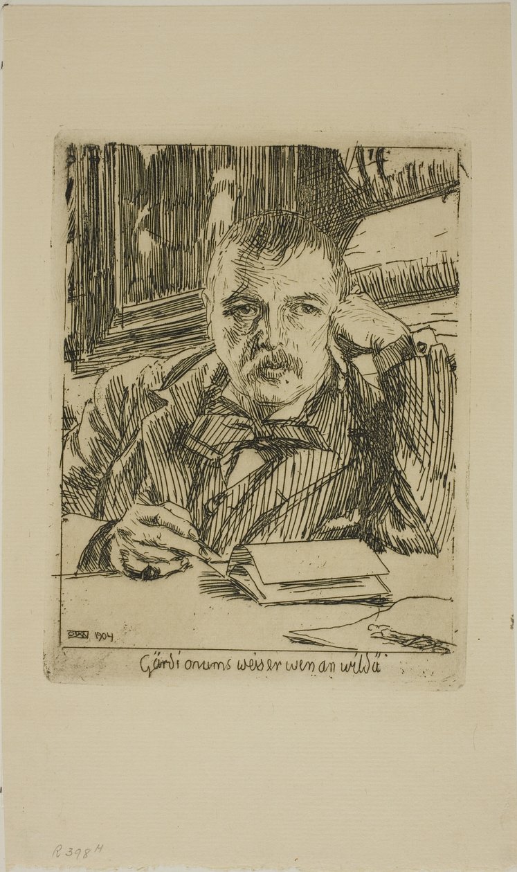Zelfportret met Inscriptie door Anders Leonard Zorn