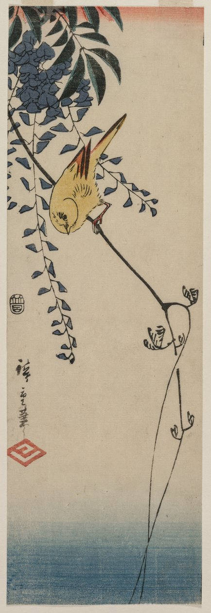 Kanarie en Wisteria, midden 1840s door Ando Hiroshige