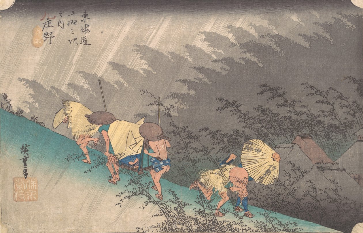 Regenbui bij Shono, 1834 door Ando Hiroshige