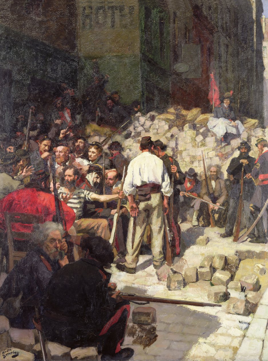 De barricade of het wachten in 1871 door Andre Devambez
