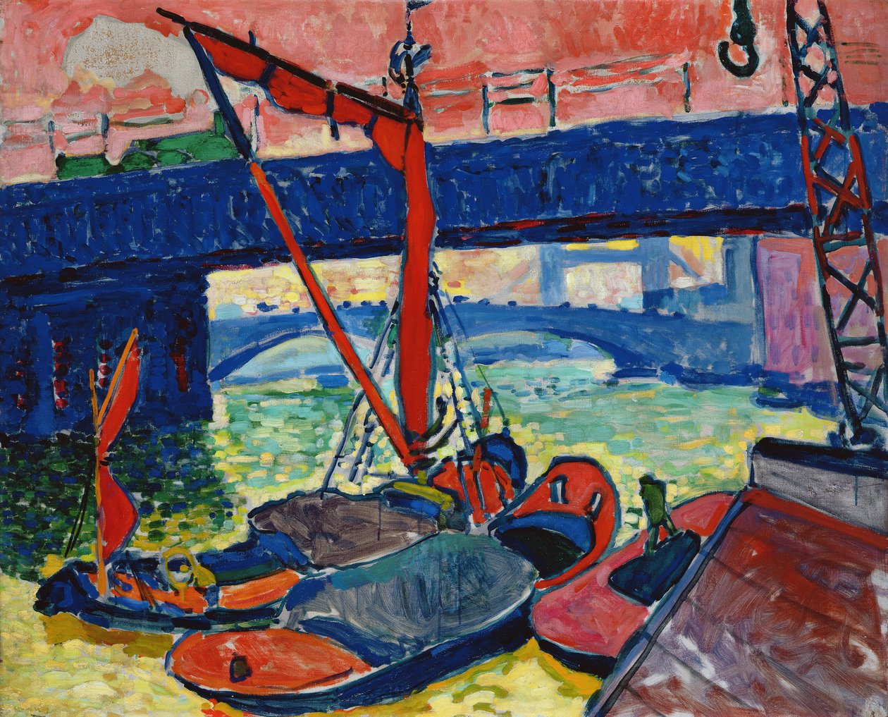 Binnenvaartschepen op de Theems door Andre Derain