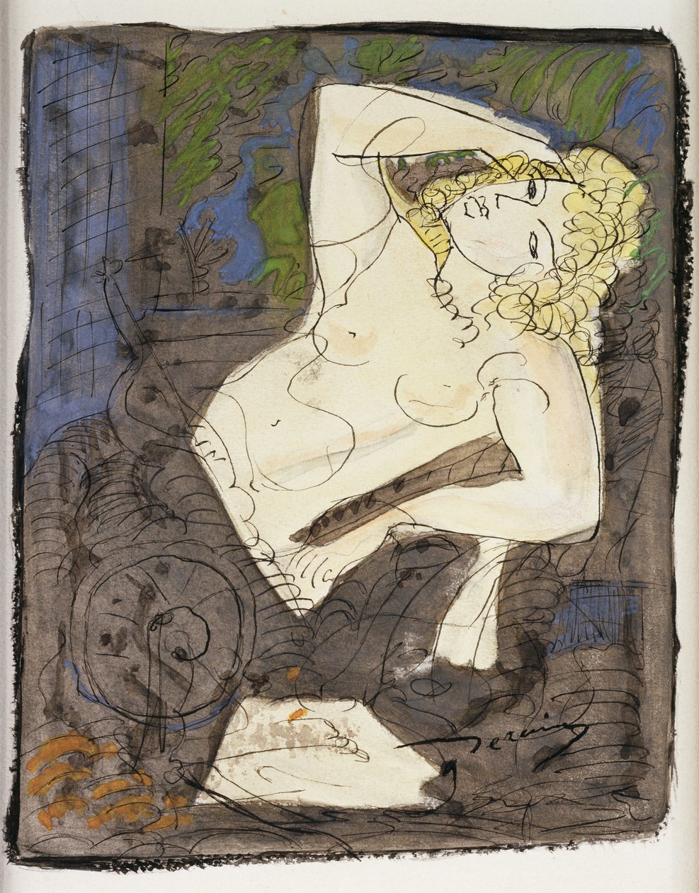 Liggend naakt; Femme Allongee door Andre Derain