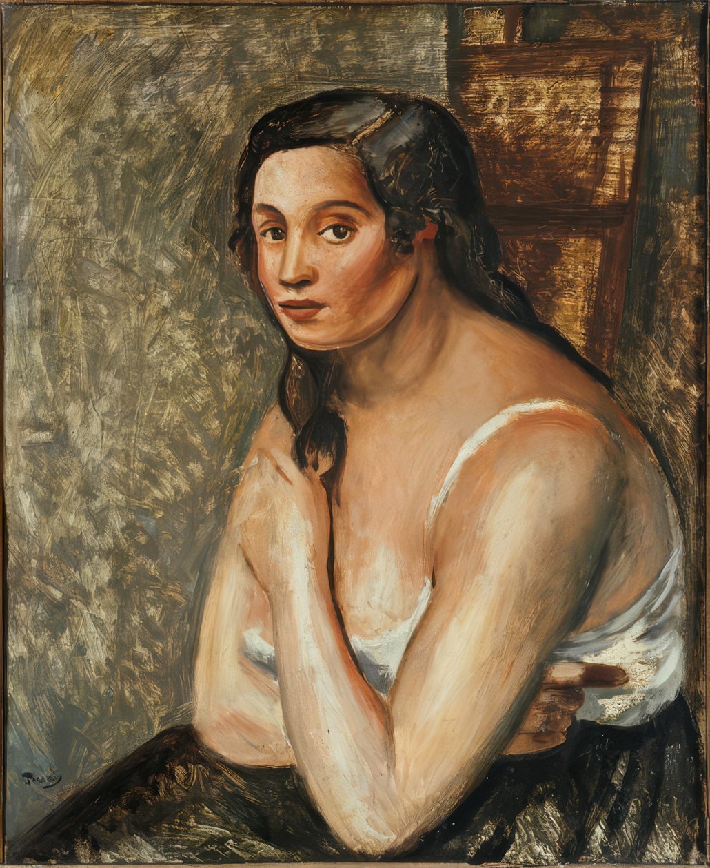 Zittende vrouw in overhemd. door Andre Derain
