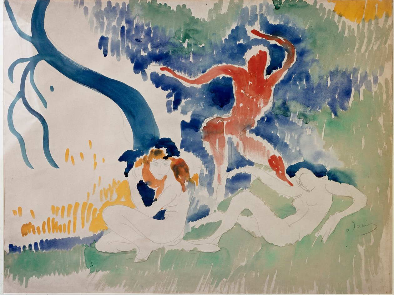 Drie dansers, 20e eeuw (aquarel) door Andre Derain