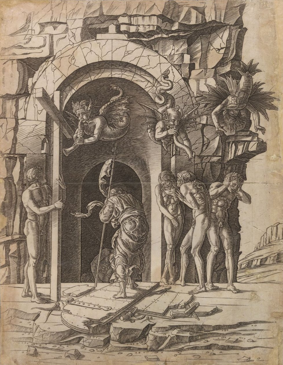 Nederdaling van Christus in de hel door Andrea Mantegna