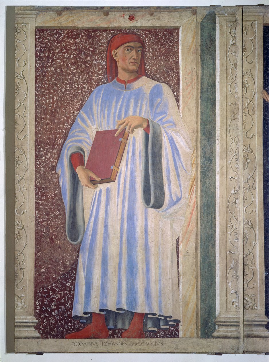 Giovanni Boccaccio (1313-75) uit de Villa Carducci serie van beroemde mannen en vrouwen, c.1450 door Andrea del Castagno