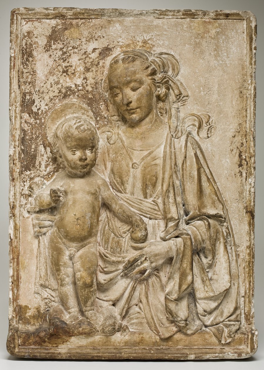 Madonna en kind, ca. 1470-80 (stucwerk of gips) door Andrea del Verrocchio