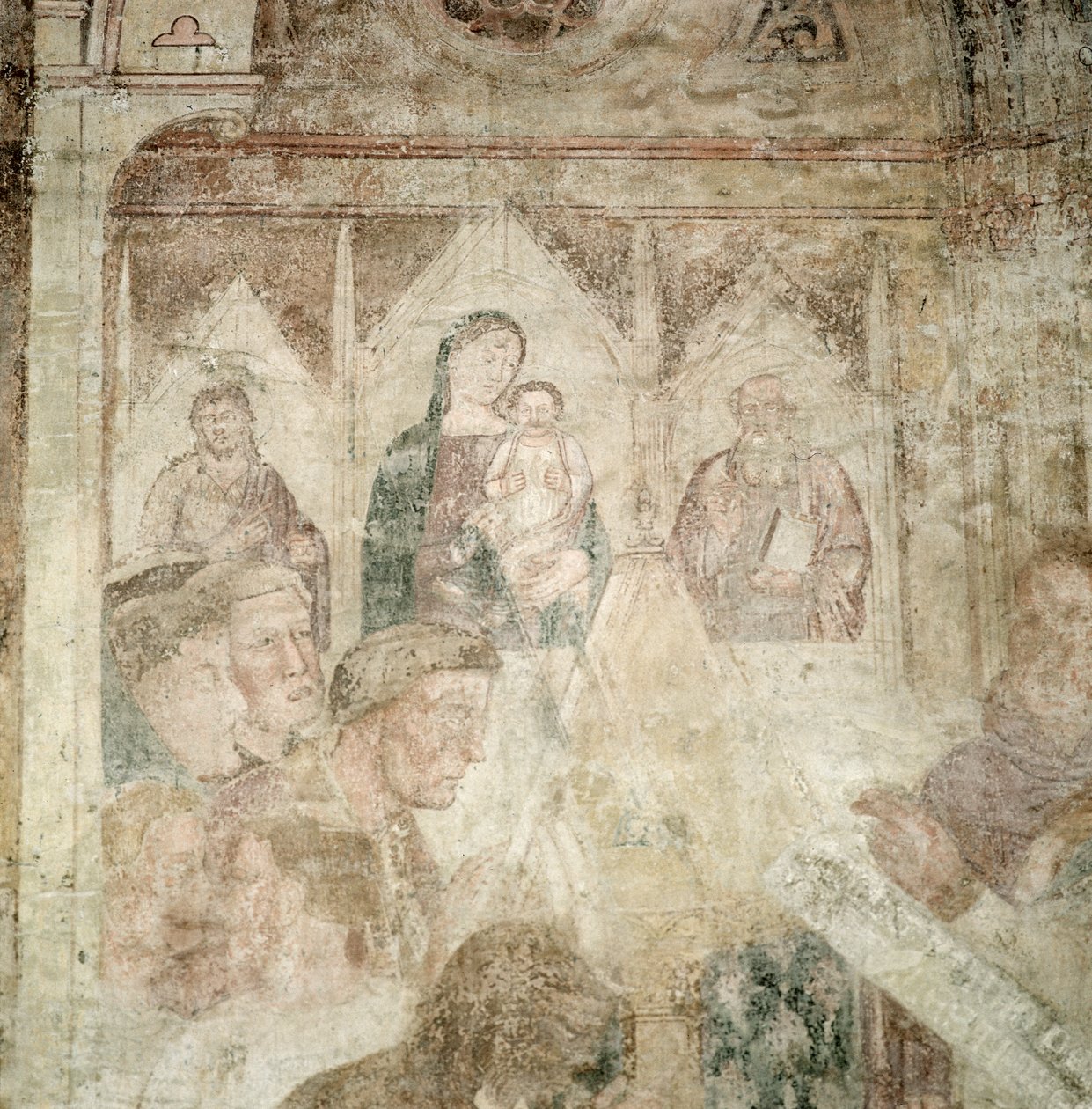 St. Ranieri Biddend in de Tempel (detail), midden 14e eeuw door Andrea di Bonaiuto