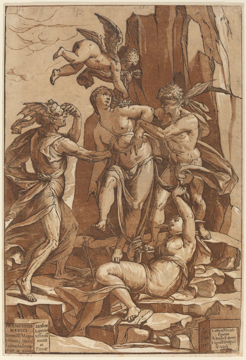 Allegorie van deugd door Andrea Andreani after Jacopo Ligozzi