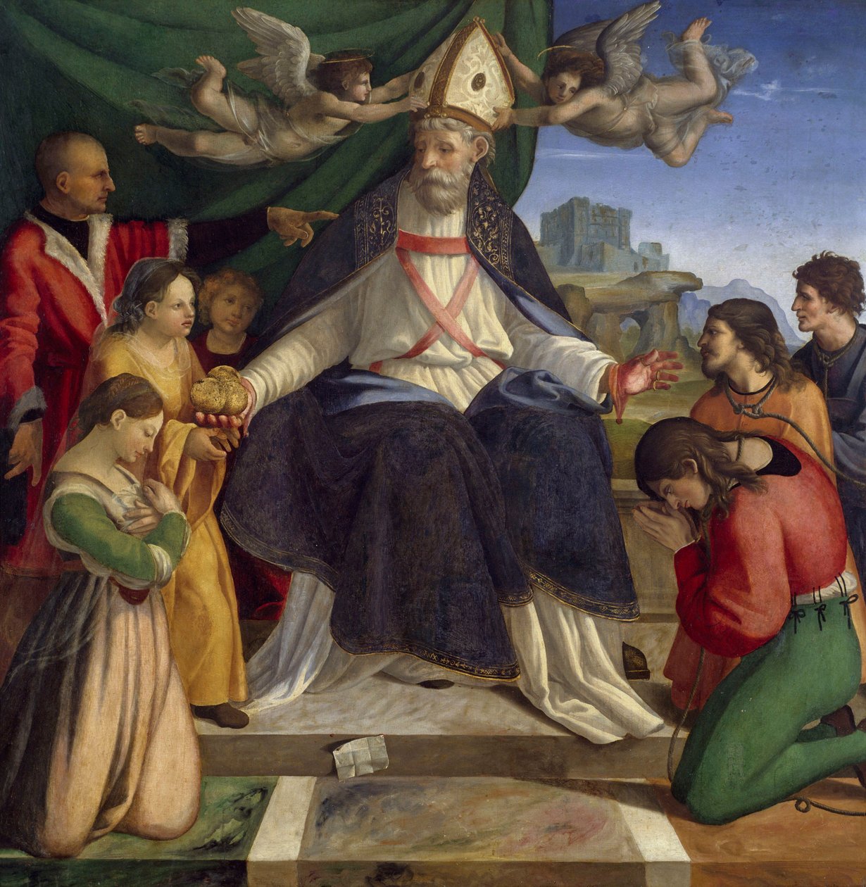 Sint Nicolaas van Bari op de troon door Andrea Sabatini
