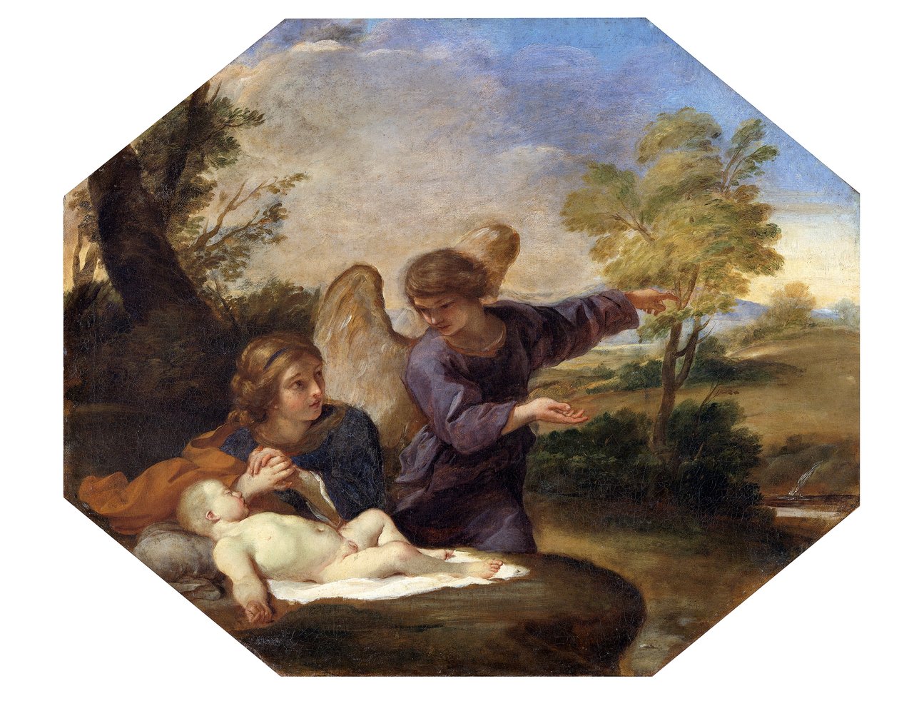 Hagar en de Engel, 1616-1661 door Andrea Sacchi