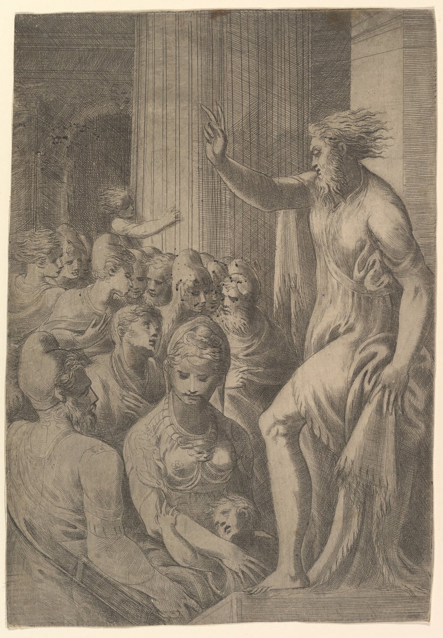 Sint Paulus predikend in Athene door Andrea Schiavone