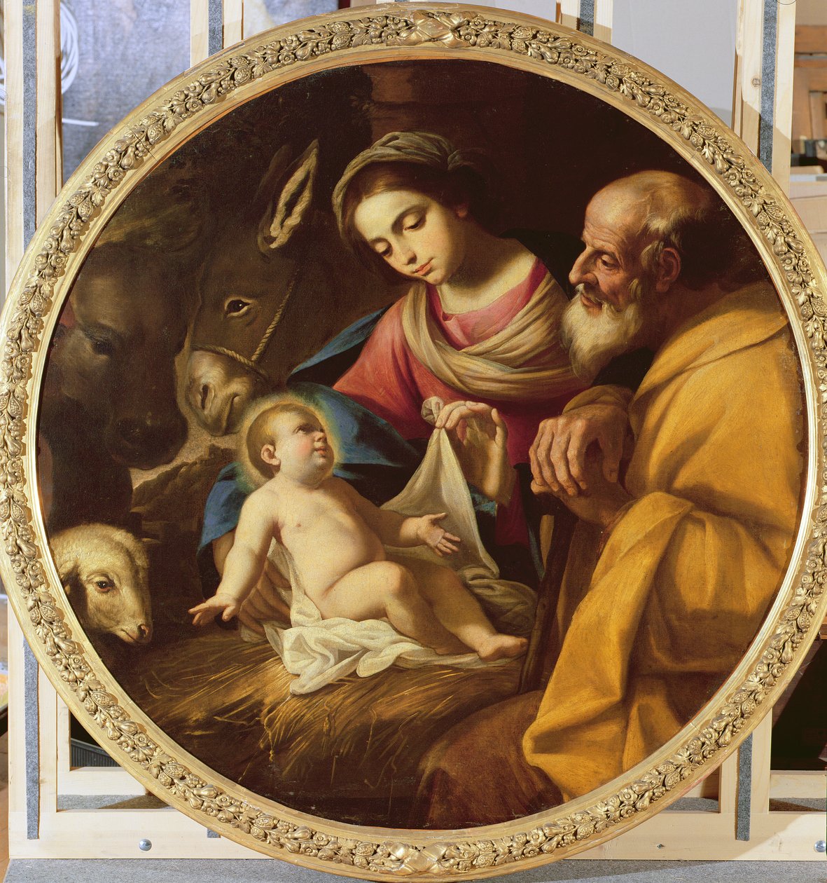 Heilige Familie (tondo) door Andrea Vaccaro