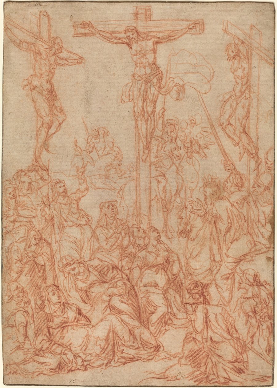 De Kruisiging door Andrea Vicentino