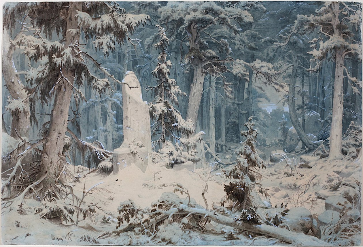Sneeuwbos, 1835 door Andreas Achenbach