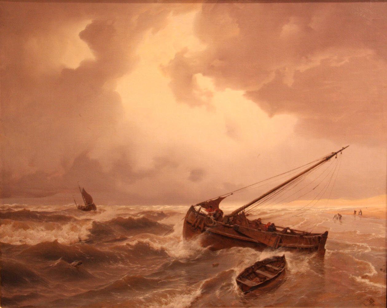 Het strand van Scheveningen door Andreas Achenbach