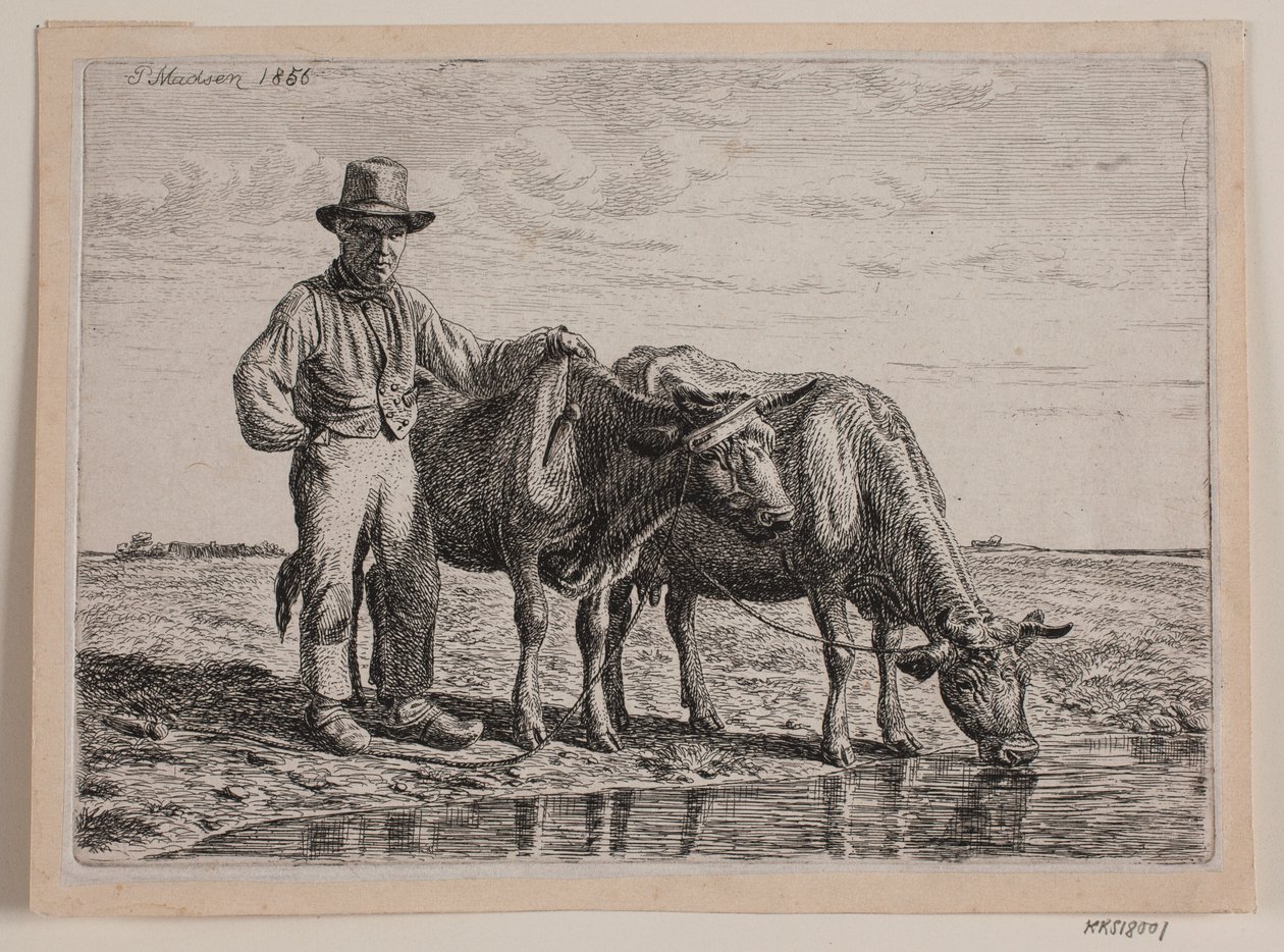 Herder met koeien door Andreas Peter Madsen