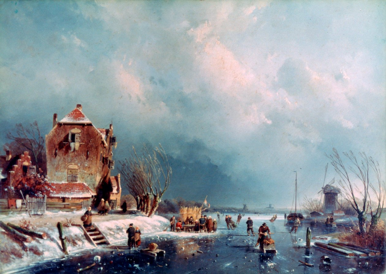 Bevroren rivier, 1787-1870 door Andreas Schelfhout