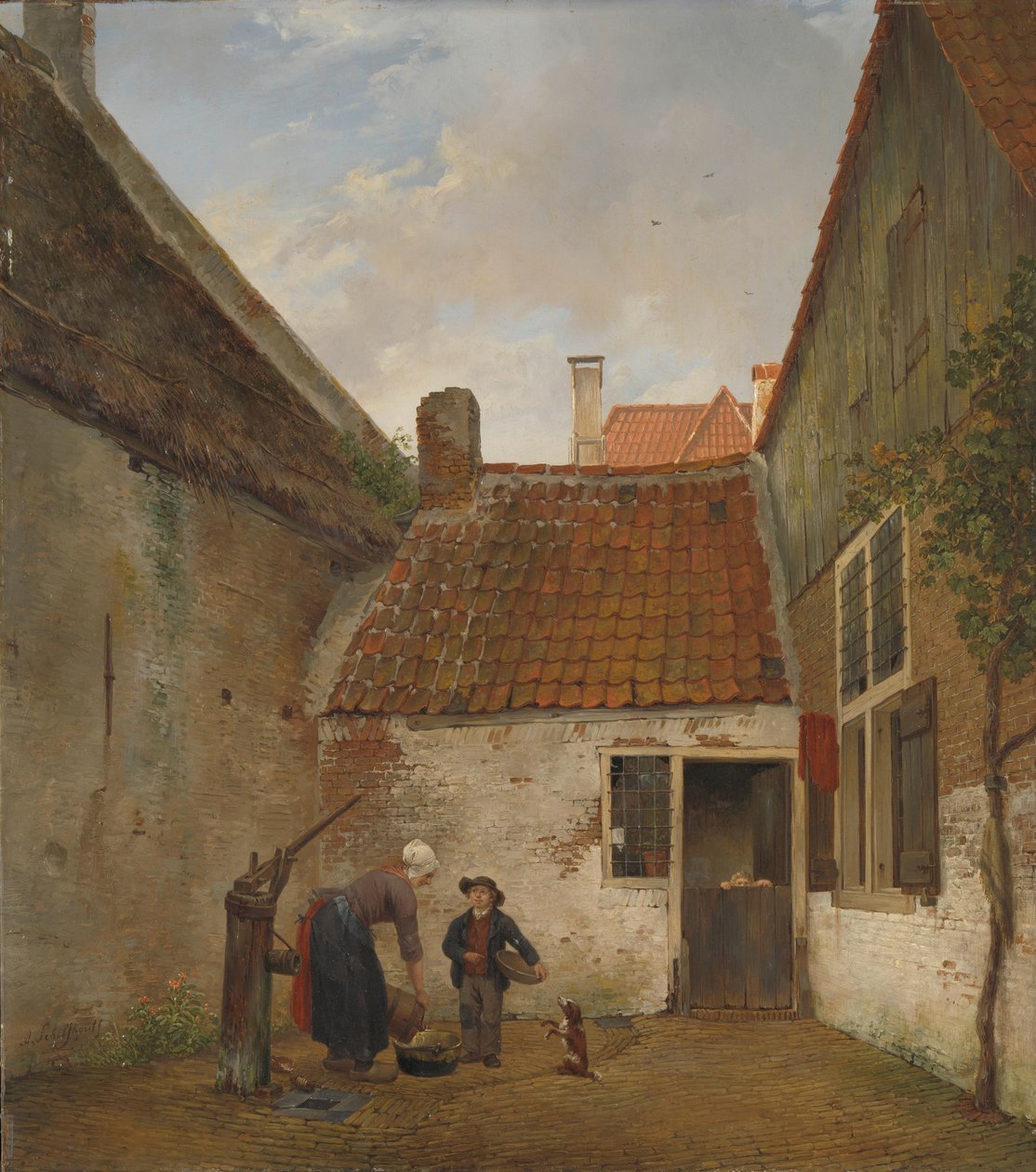 Binnenplaats door Andreas Schelfhout