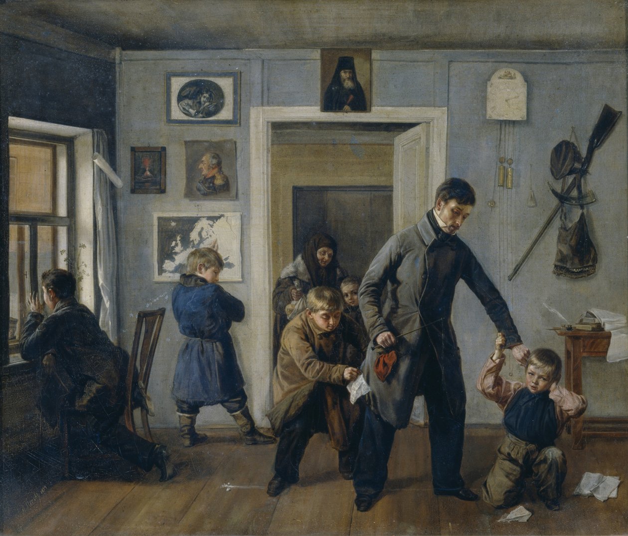 Op school, 1854 door Andrei Andreyevich Popov