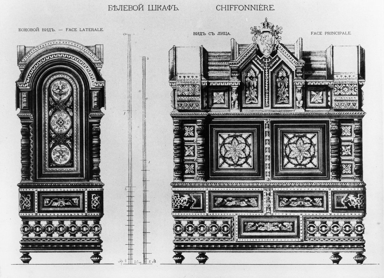 Ontwerp voor een linnenkast, c.1870s door Andrej Leontevic Gun