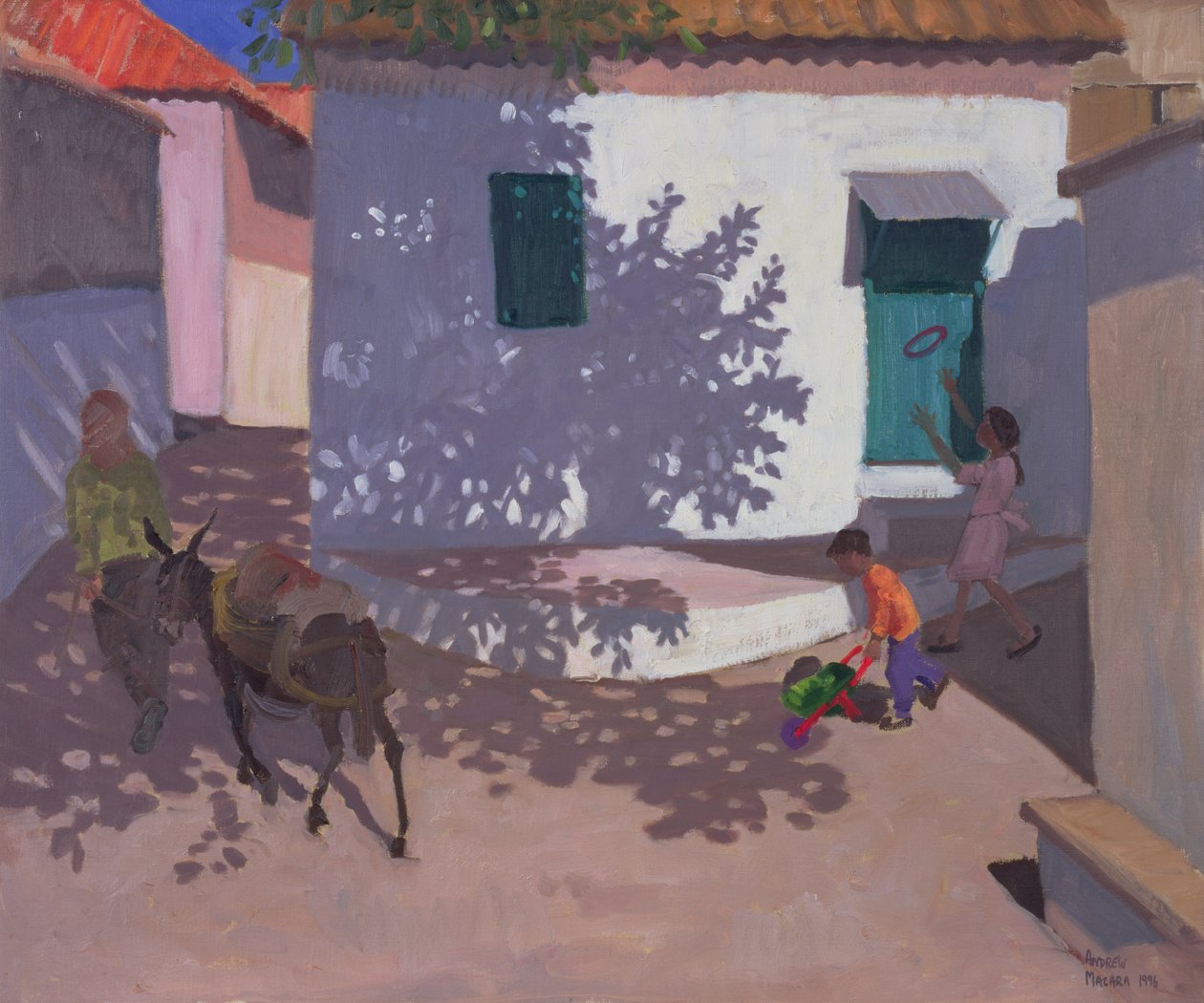 Groene deur en schaduwen, Lesbos, 1996 door Andrew Macara