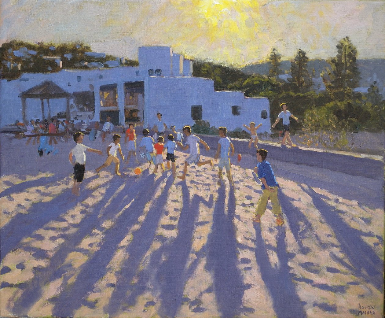 Voetbal in de late namiddag, Ornos, Mykonos door Andrew Macara