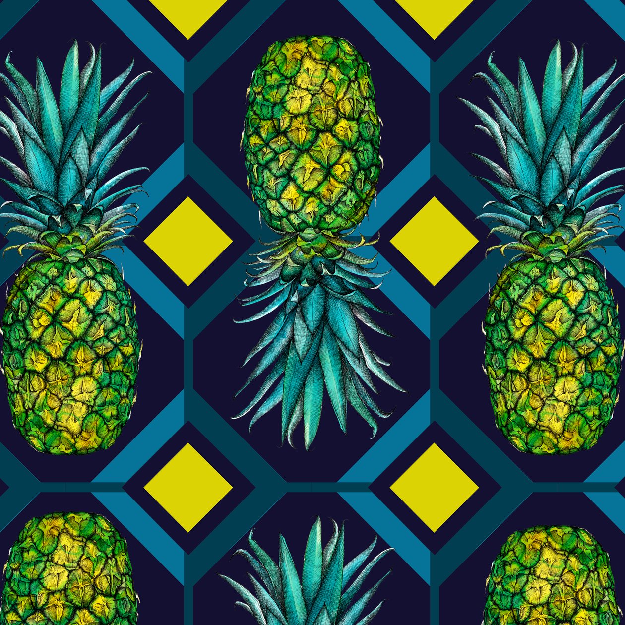 Ananas geometrische tegel door Andrew Watson