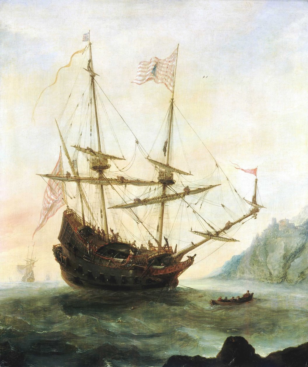 De Santa Maria voor anker door Andries van Eertvelt