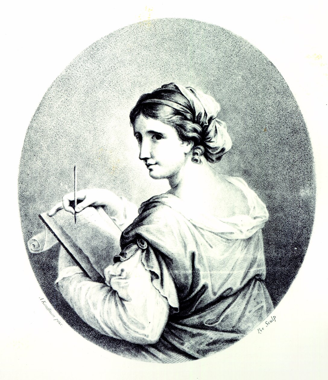 Sappho, gegraveerd door Pye, 1774 door Angelica Kauffmann
