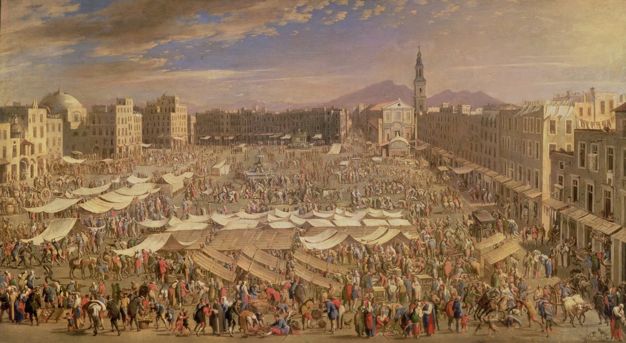 De markt in Napels door Angelo Maria Costa
