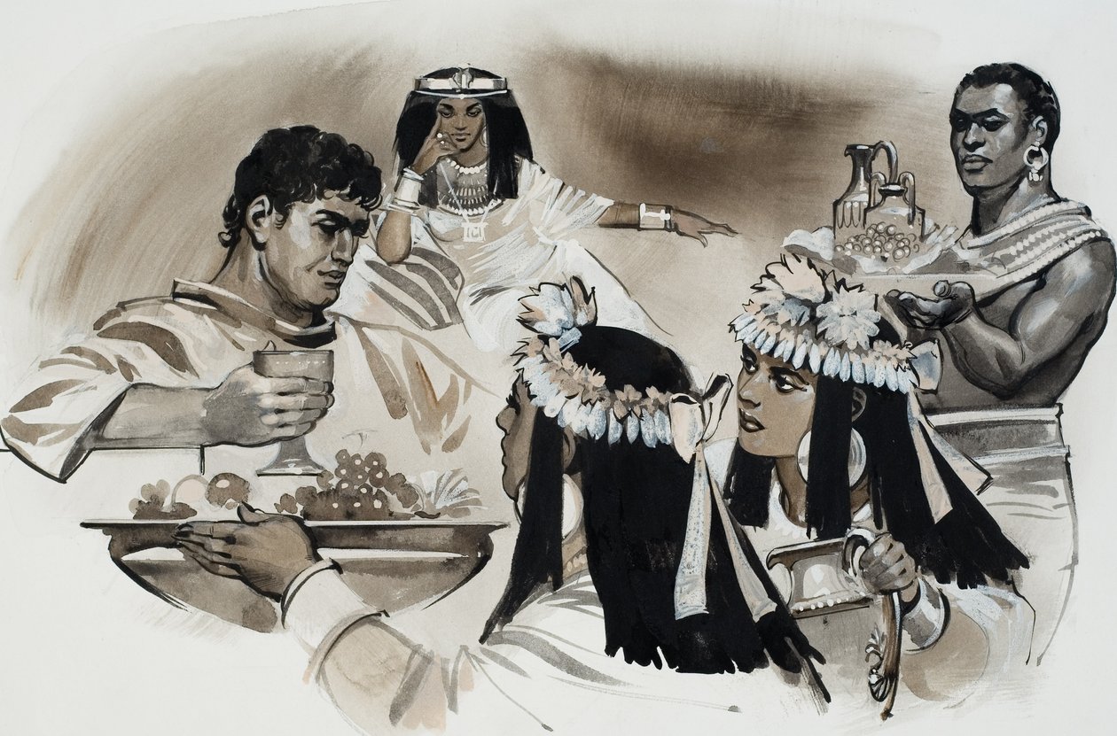 Antonius en Cleopatra (gouache op papier) door Angus McBride