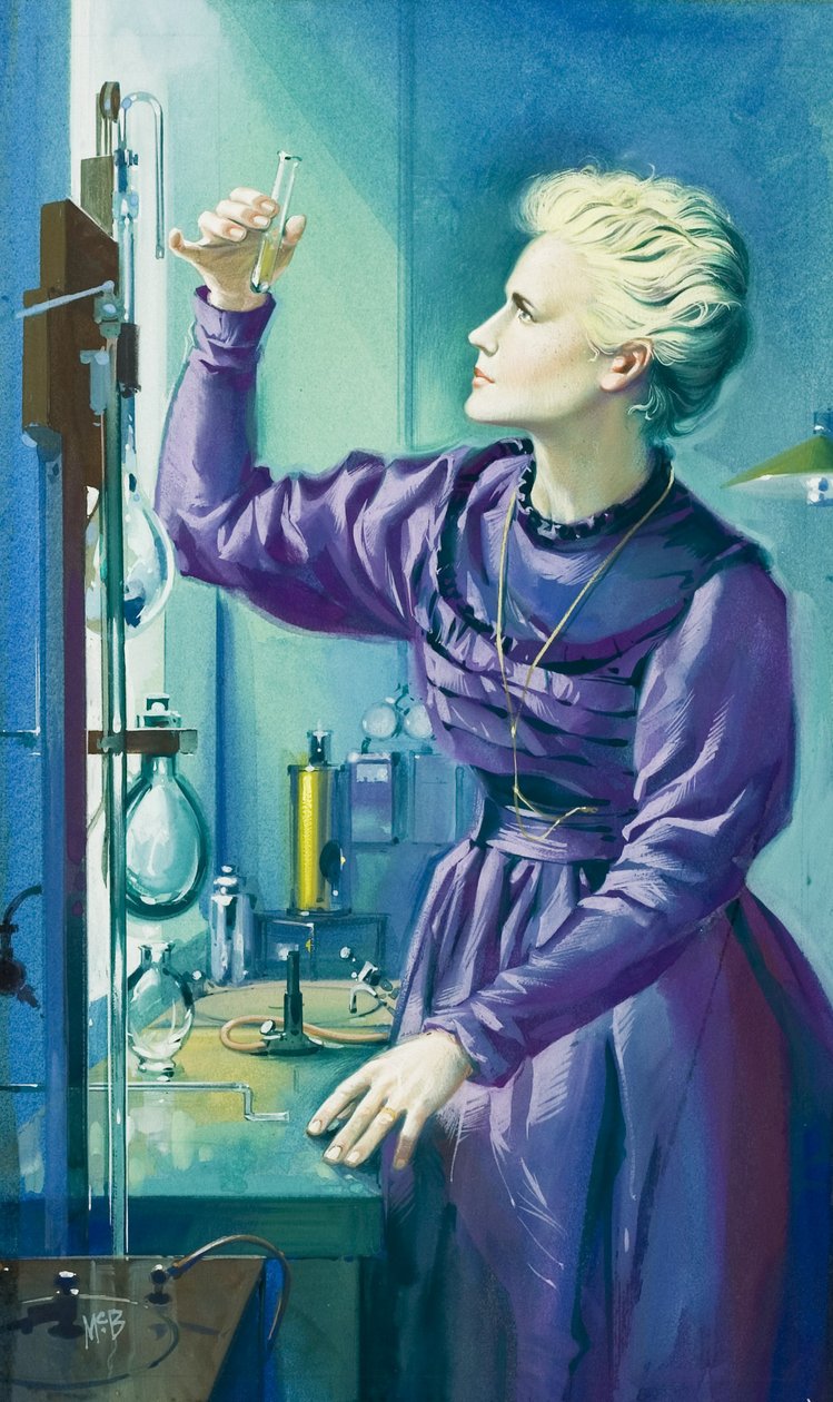Madame Curie (1867-1934) (gouache on paper) door Angus McBride