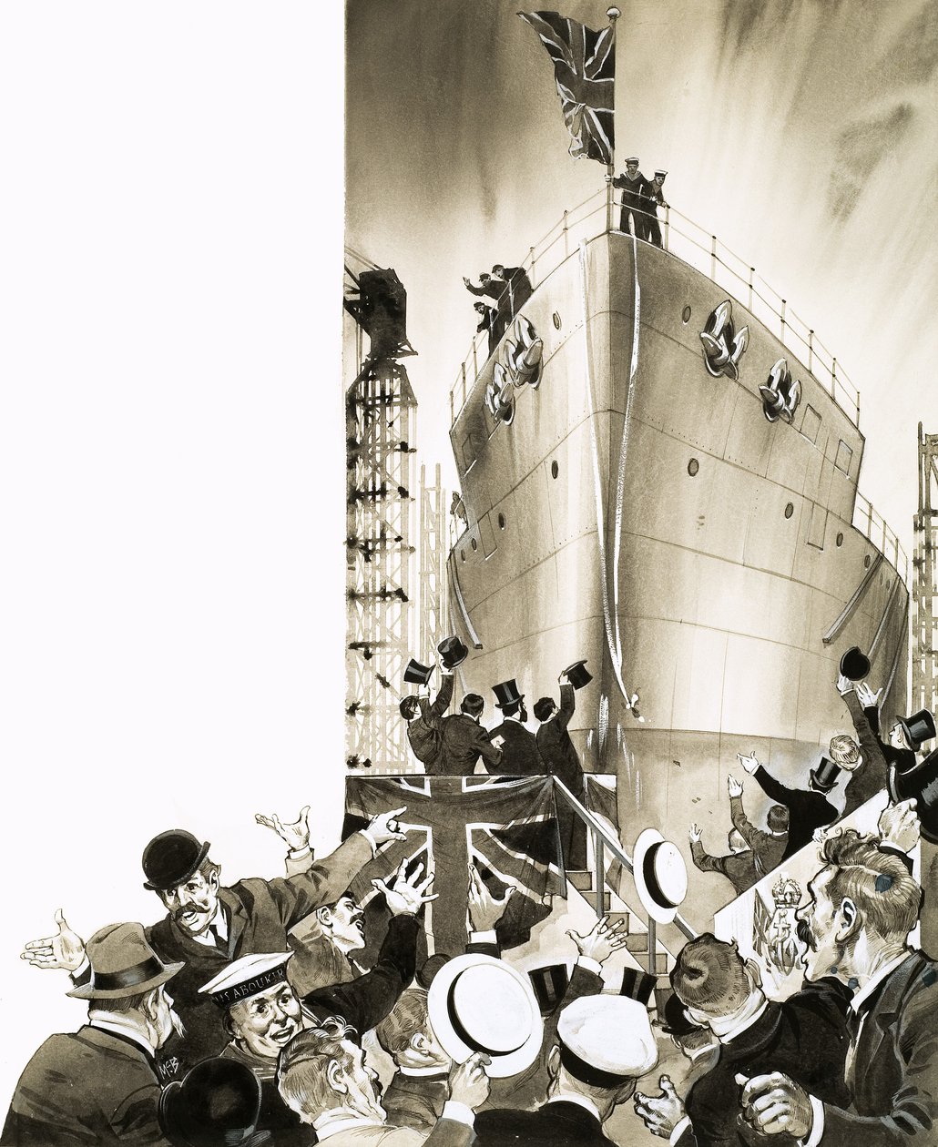 Ongeïdentificeerd schip wordt te water gelaten door Angus McBride