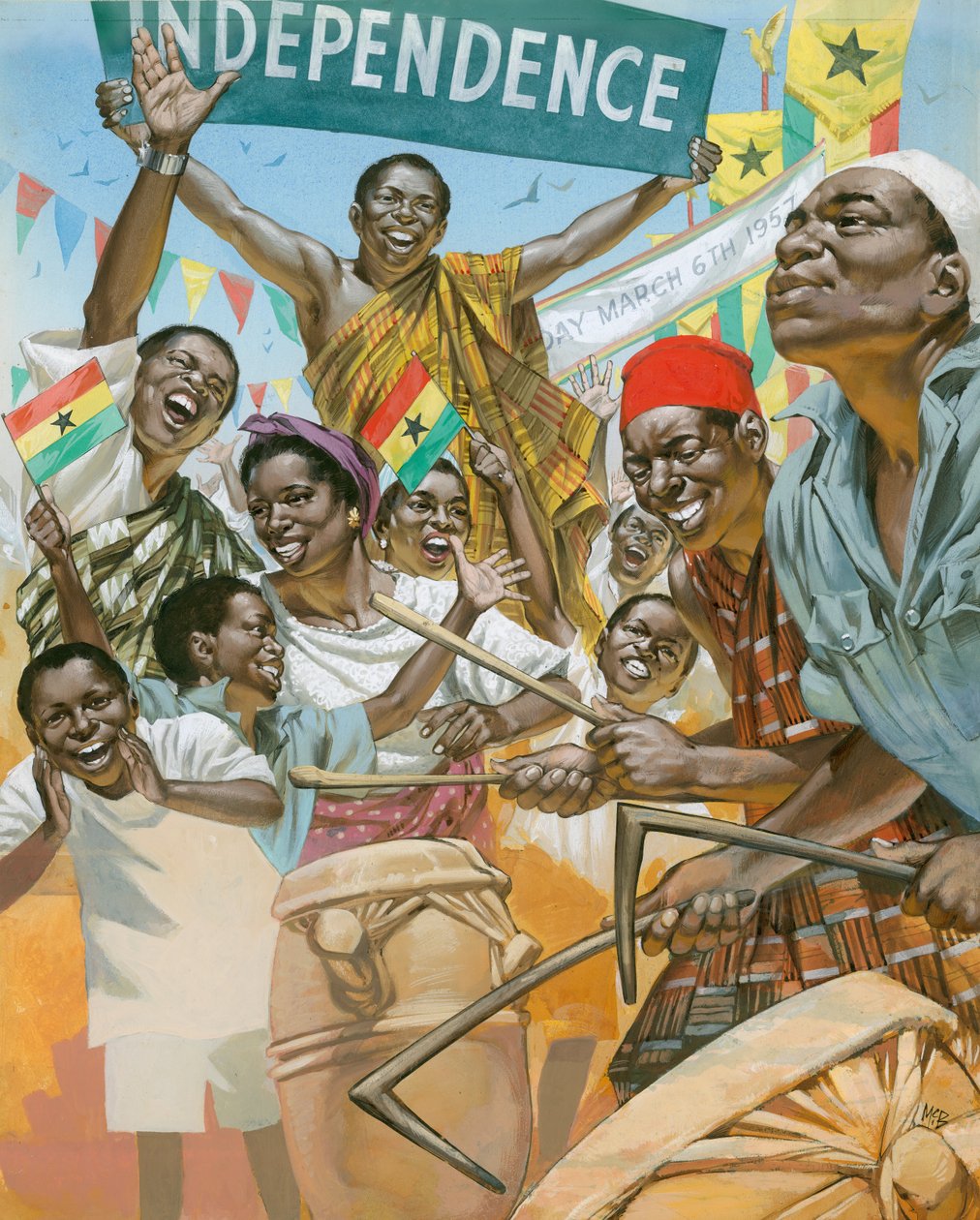 West-Afrika ontwaakt (gouache op papier) door Angus McBride