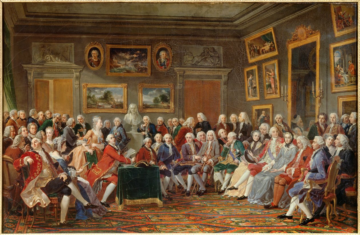 De salon van Madame Geoffrin door Anicet Charles Lemonnier